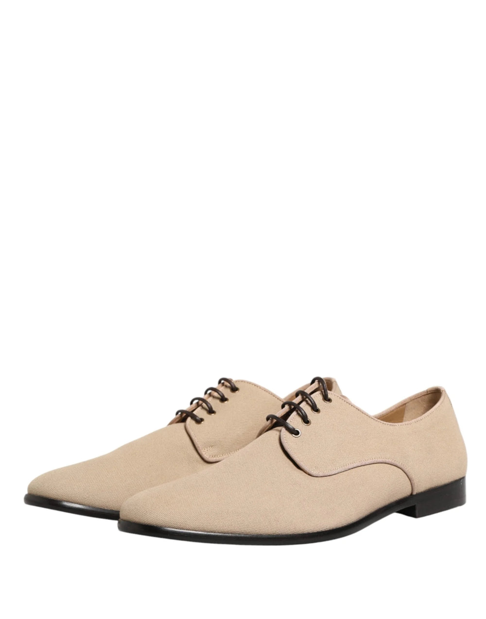 Dolce & Gabbana Beige Canvas Derby Lace Up Dress Men Shoes - EU44/US11
