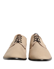 Dolce & Gabbana Beige Canvas Derby Lace Up Dress Men Shoes - EU44/US11