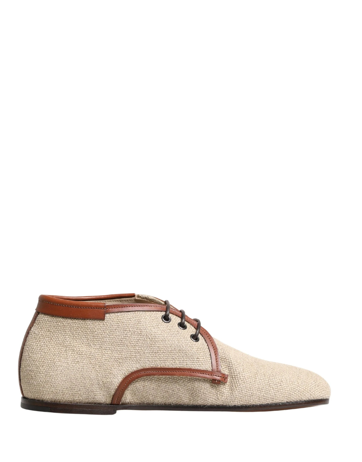 Dolce & Gabbana Beige Canvas Lace-Up Men Dress Derby Shoes - EU44/US11