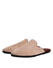 Dolce & Gabbana Beige Capra Suede Slides Flat Slipper Shoes - EU43/US10 - Sandals