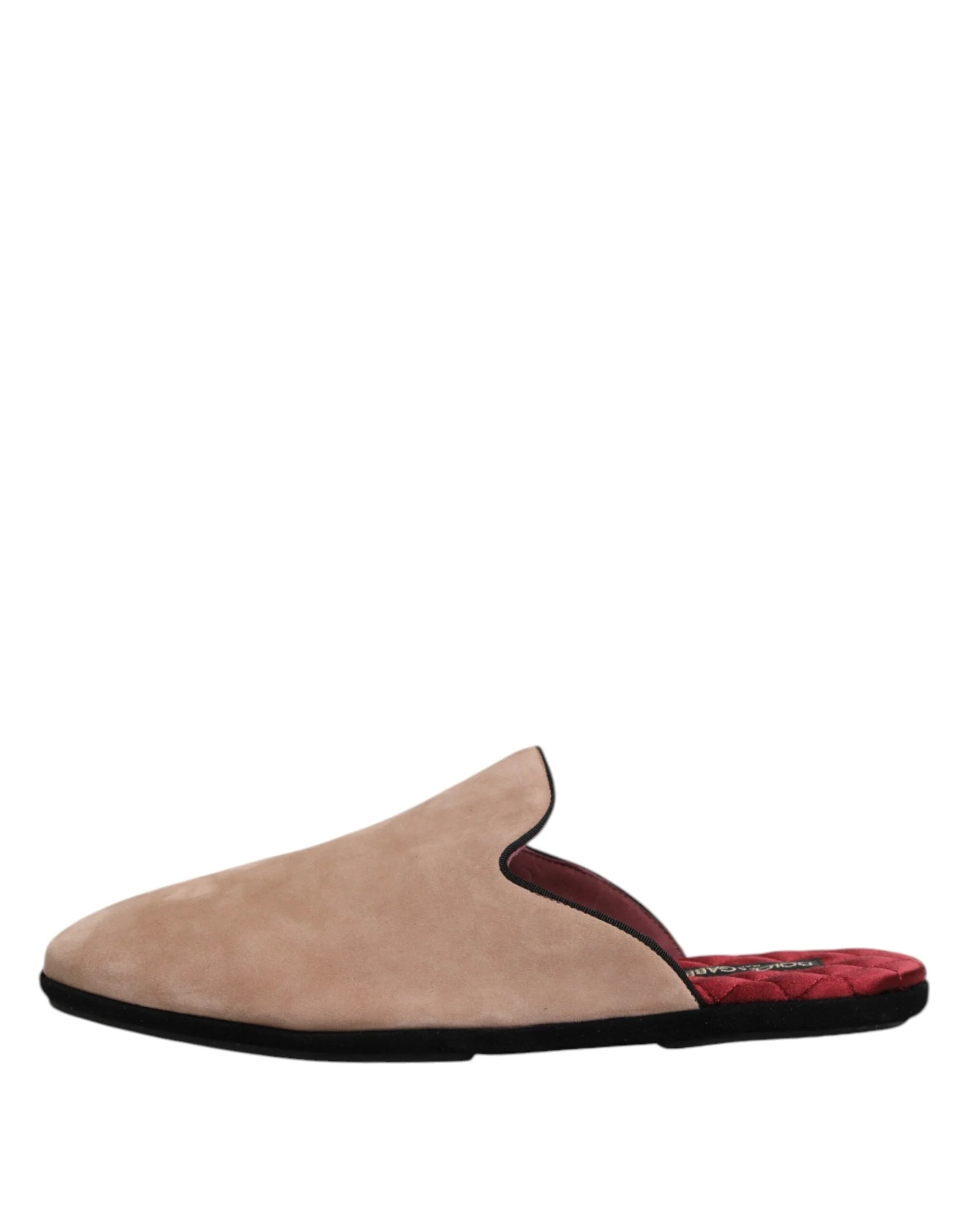 Dolce & Gabbana Beige Capra Suede Slides Flat Slipper Shoes - EU43/US10 - Sandals