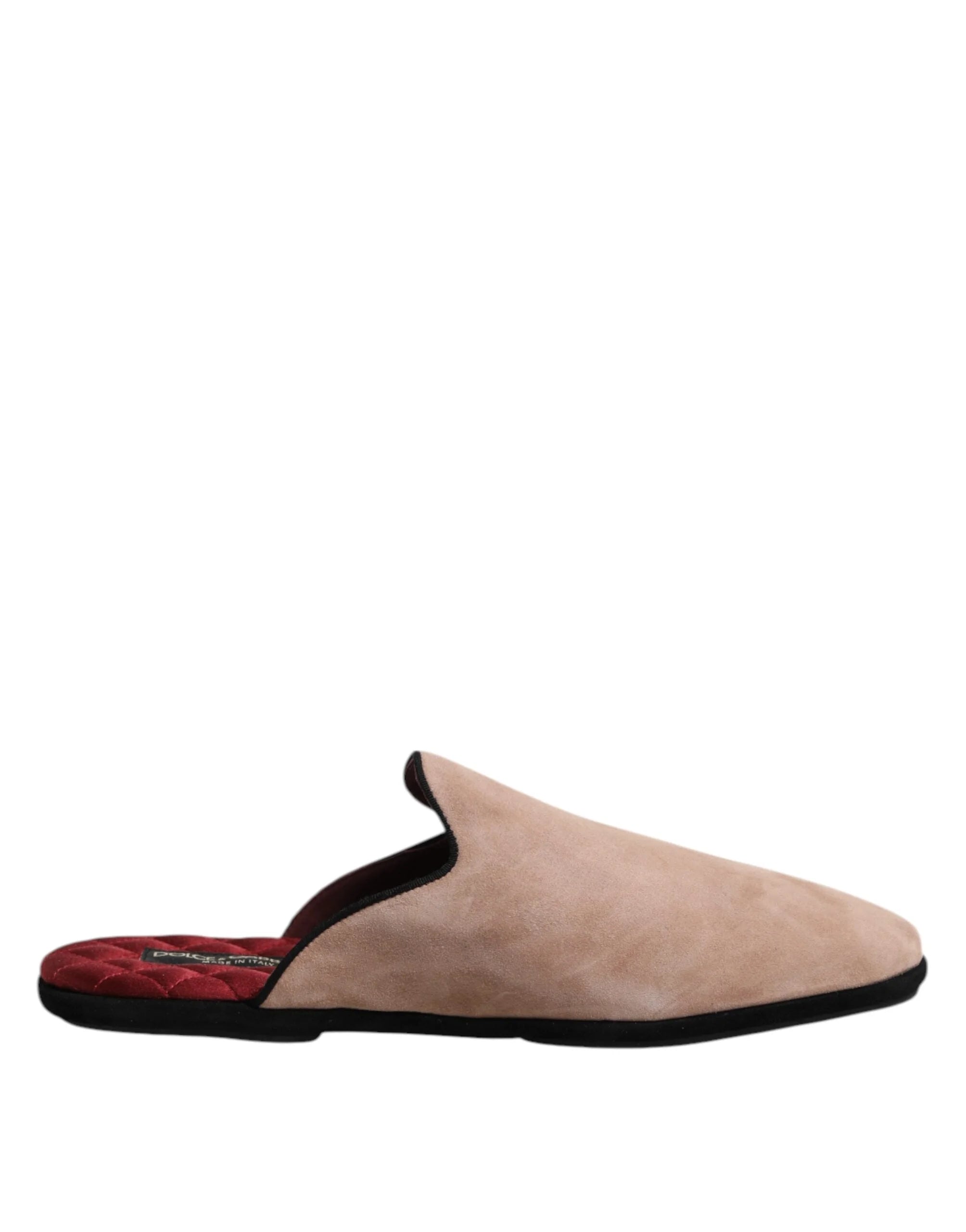 Dolce & Gabbana Beige Capra Suede Slides Flat Slipper Shoes - EU43/US10 - Sandals