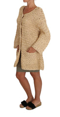 Dolce & Gabbana Beige Cardigan Crochet Knitted Raffia Sweater - IT40|S - Cardigans