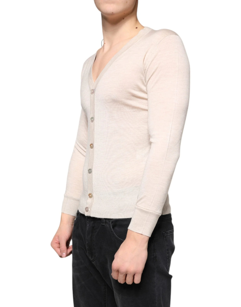 Dolce & Gabbana Beige Cashmere Button Down Cardigan Sweater - IT44 | XS - Cardigans