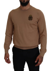 Dolce & Gabbana Beige Cashmere Crown Logo Pullover Sweater - Sweaters