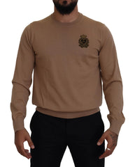 Dolce & Gabbana Beige Cashmere Crown Logo Pullover Sweater - Sweaters