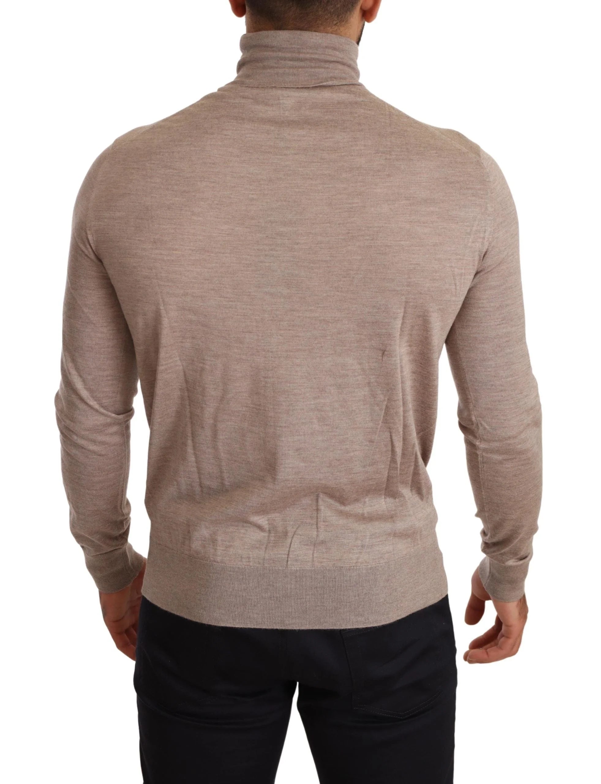 Dolce & Gabbana Beige Cashmere Turtleneck Pullover Sweater - IT50 | L - Sweaters