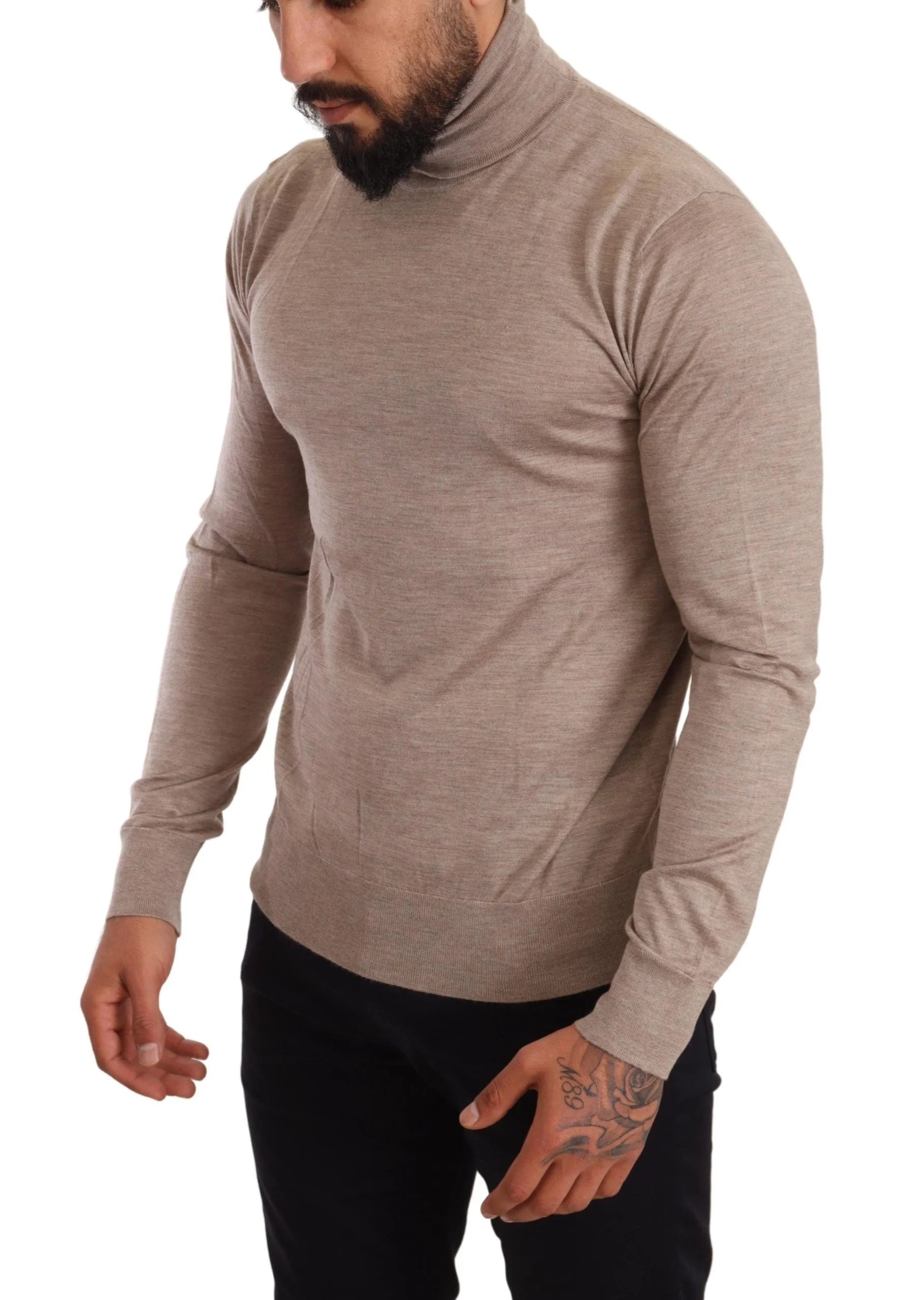 Dolce & Gabbana Beige Cashmere Turtleneck Pullover Sweater - IT50 | L - Sweaters