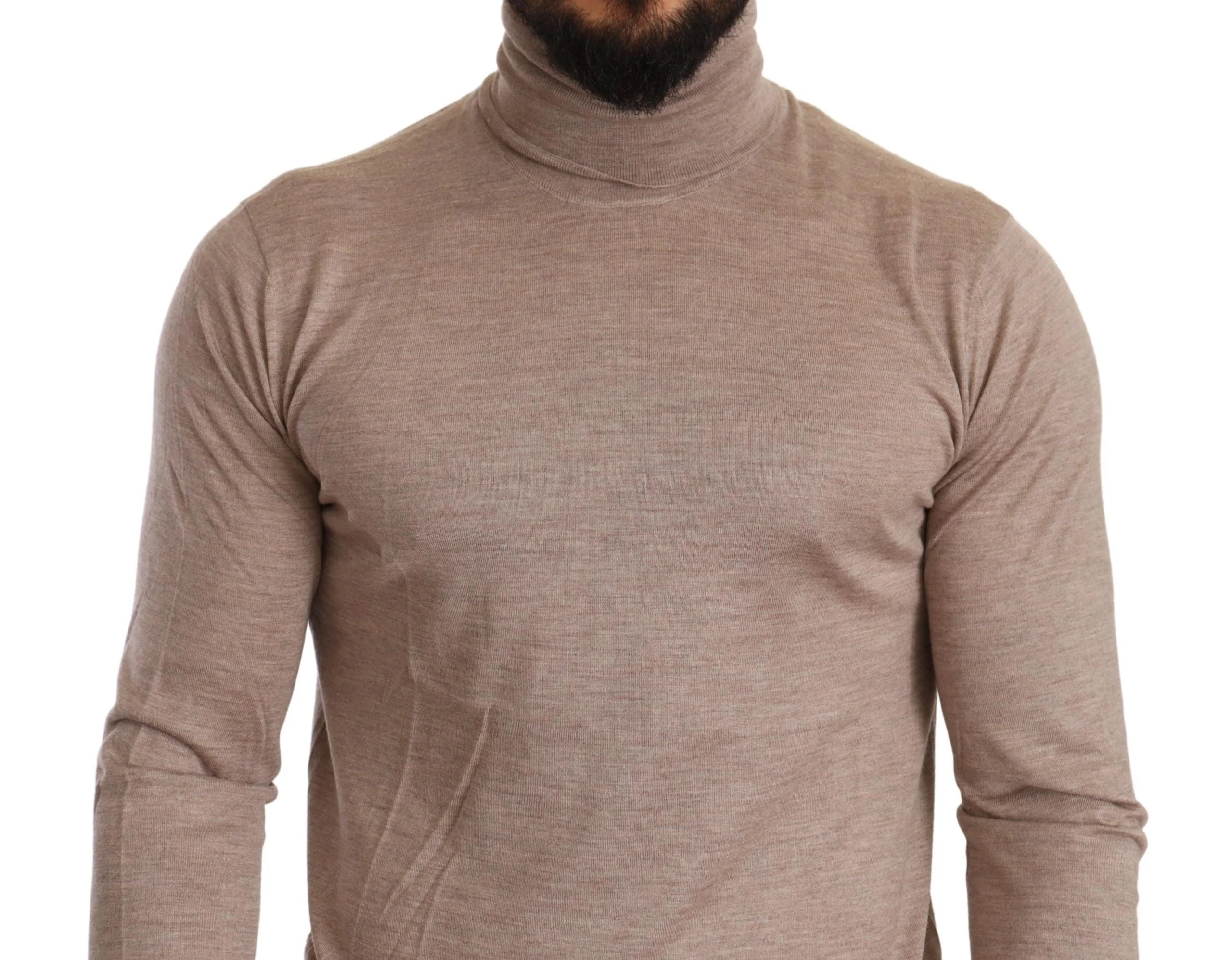Dolce & Gabbana Beige Cashmere Turtleneck Pullover Sweater - IT50 | L - Sweaters