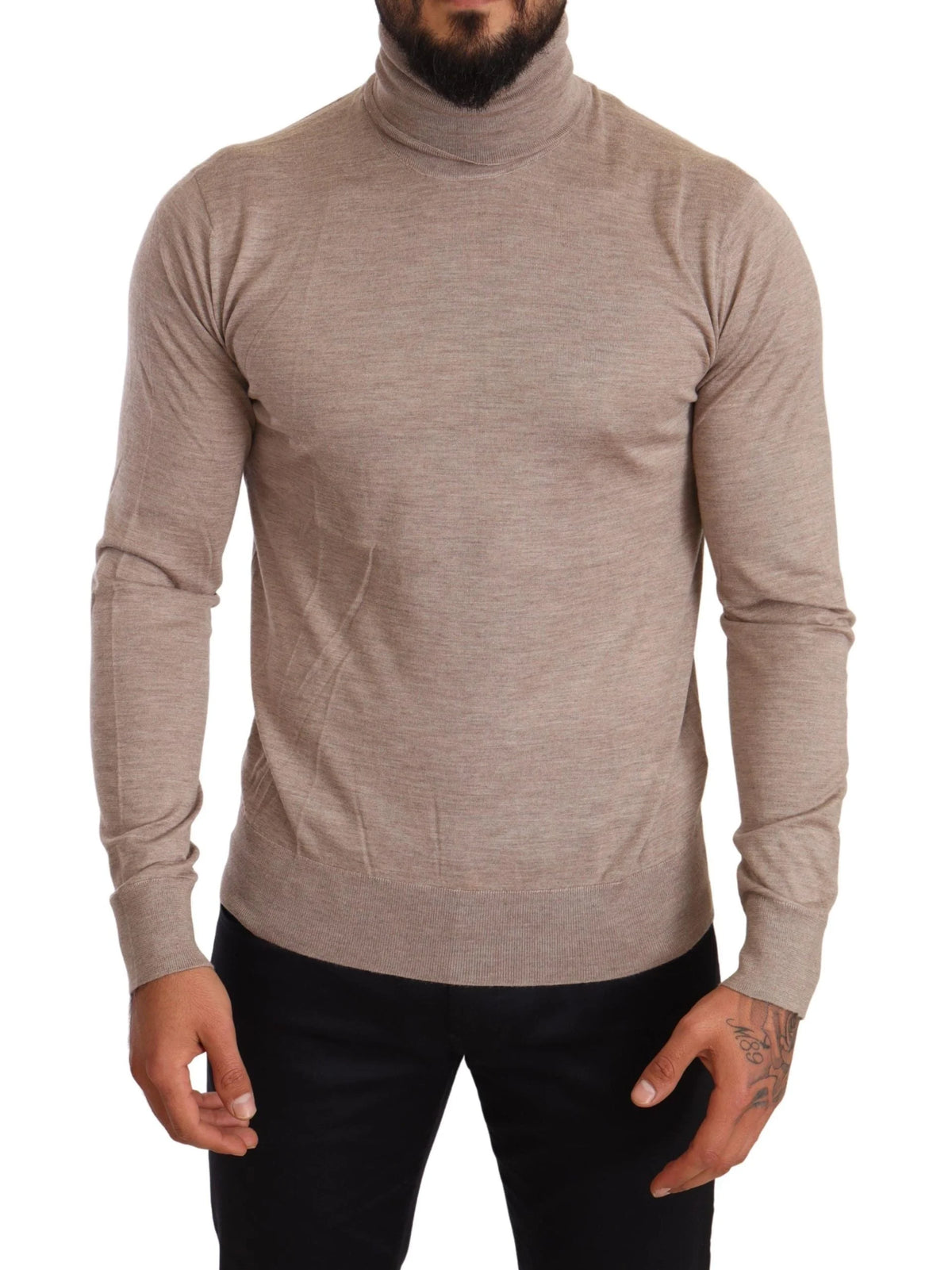 Dolce & Gabbana Beige Cashmere Turtleneck Pullover Sweater - IT50 | L - Sweaters