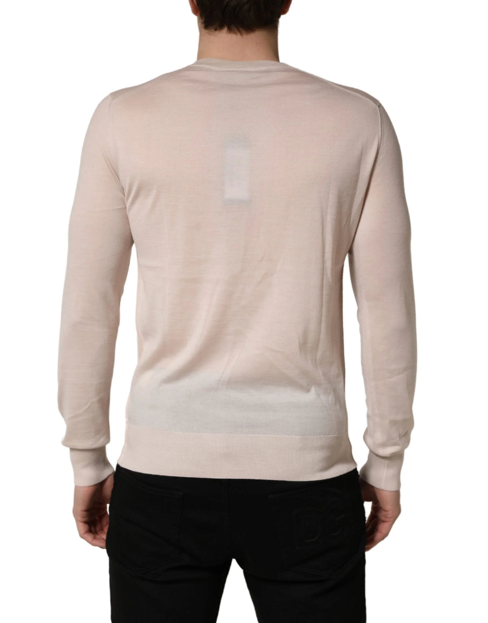 Dolce & Gabbana Beige Cashmere V-neck Men Pullover Sweater - IT46 | S
