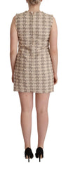 Dolce & Gabbana Beige Checkered Sleeveless Mini Shift Dress - IT40|S - Dresses
