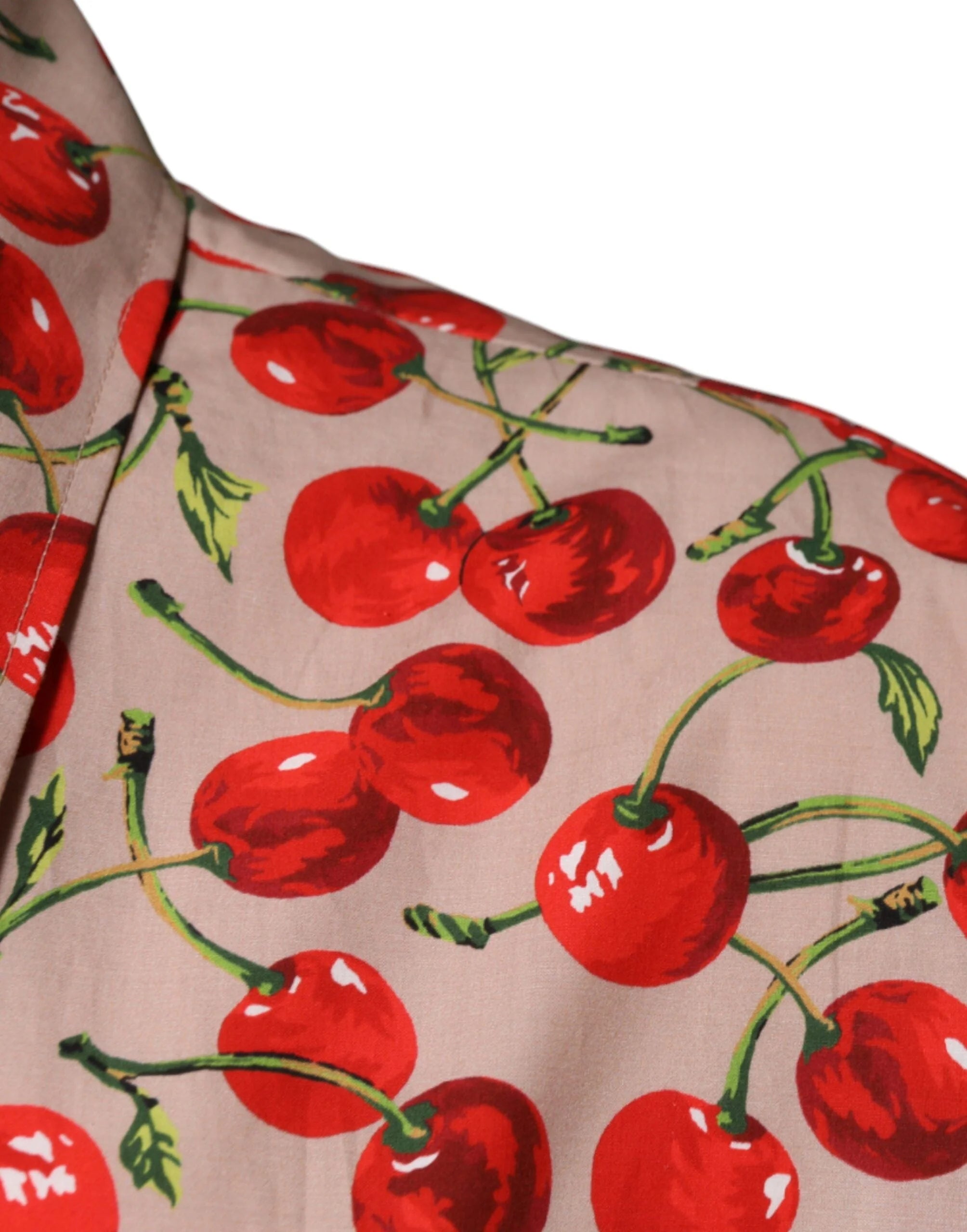 Dolce & Gabbana Beige Cherry Button Down Men Casual Shirt - IT40 | M - Shirts