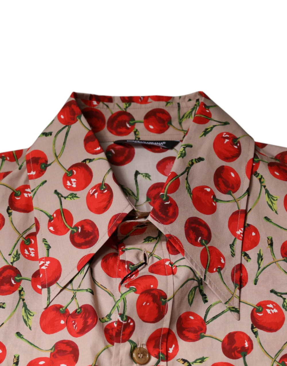 Dolce & Gabbana Beige Cherry Button Down Men Casual Shirt - IT40 | M - Shirts