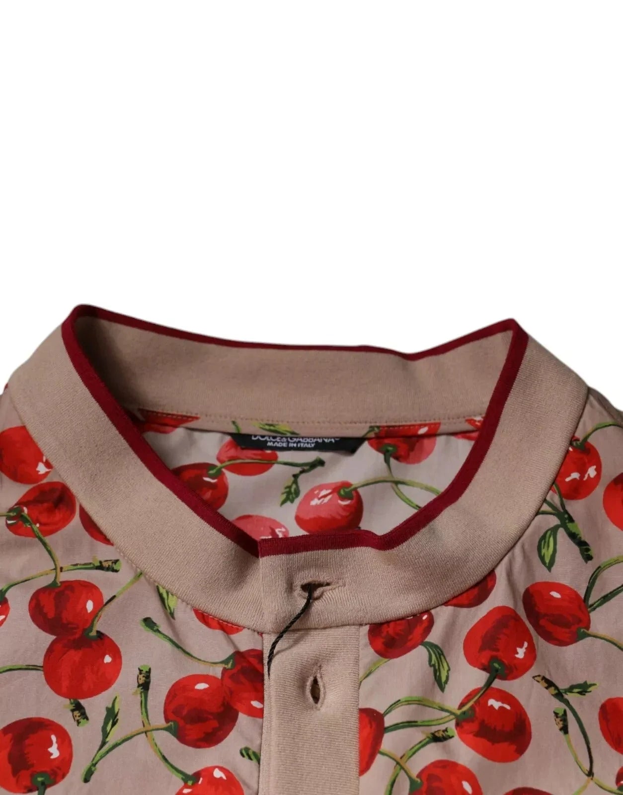 Dolce & Gabbana Beige Cherry Nylon Buttoned Casual Shirt - IT54 | XL - Shirts