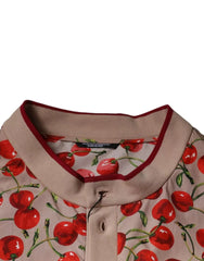 Dolce & Gabbana Beige Cherry Nylon Buttoned Casual Shirt - IT54 | XL - Shirts
