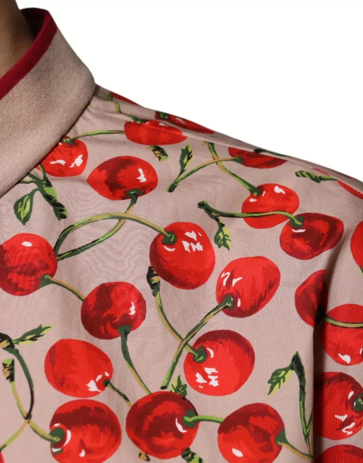 Dolce & Gabbana Beige Cherry Nylon Buttoned Casual Shirt - IT54 | XL
