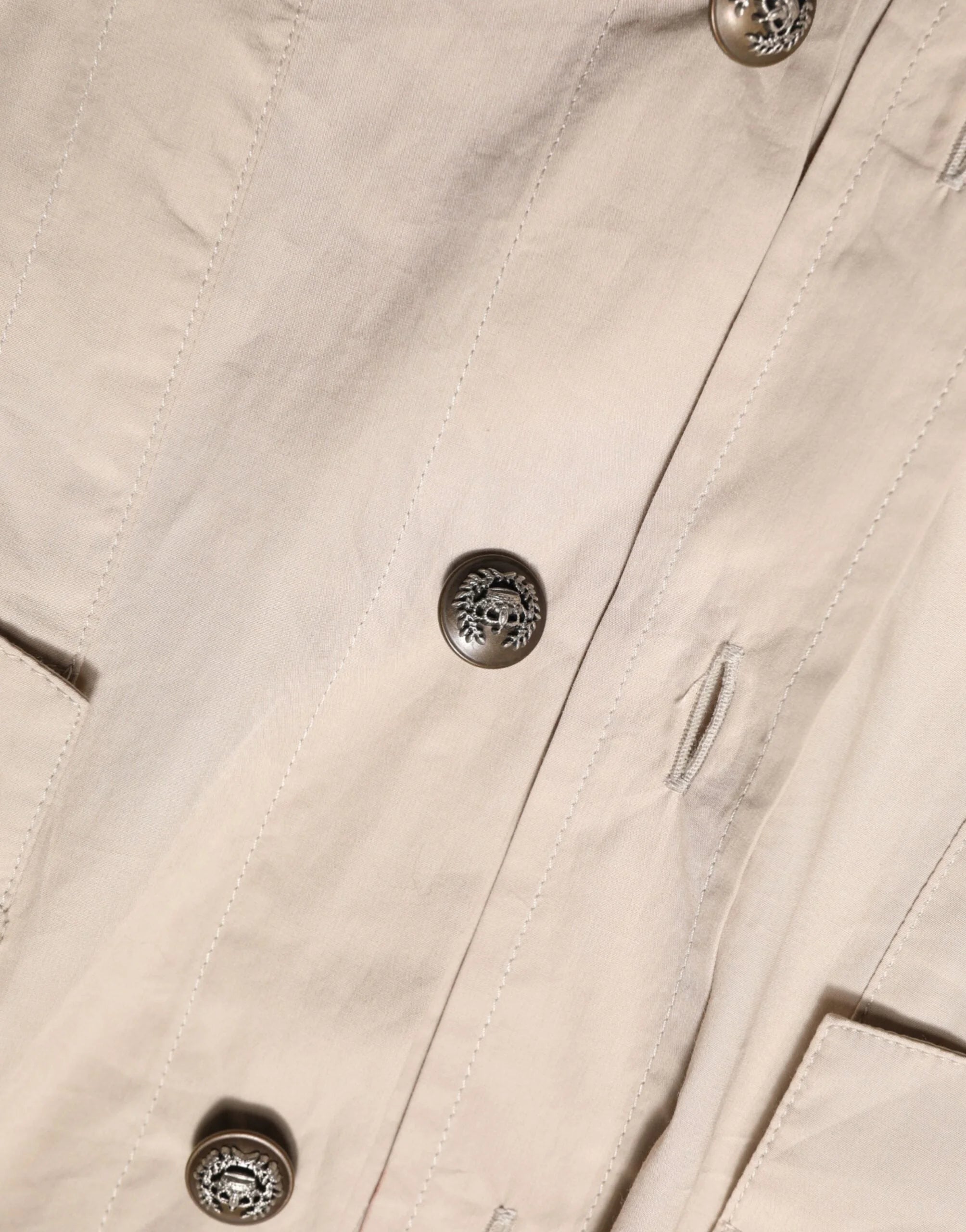 Dolce & Gabbana Beige Collared Long Sleeve Cotton Shirt Top - IT46|XL