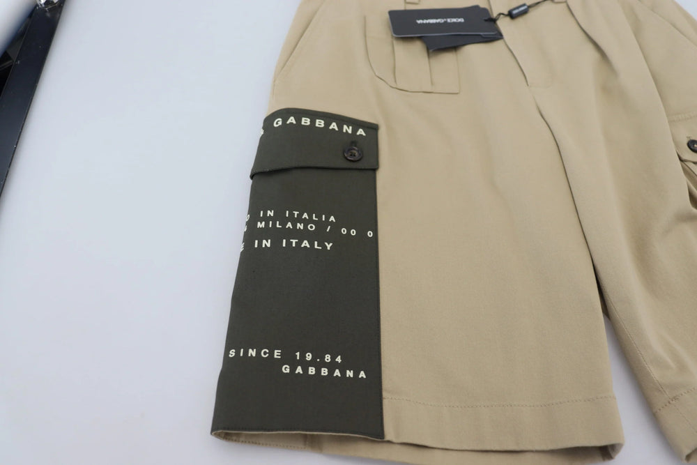 Dolce & Gabbana Beige Cotton Cargo Bermuda Shorts - IT44 | XS - Cargo Shorts