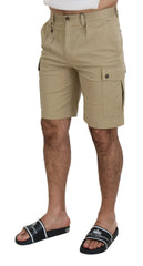 Dolce & Gabbana Beige Cotton Cargo Bermuda Shorts - IT44 | XS - Cargo Shorts