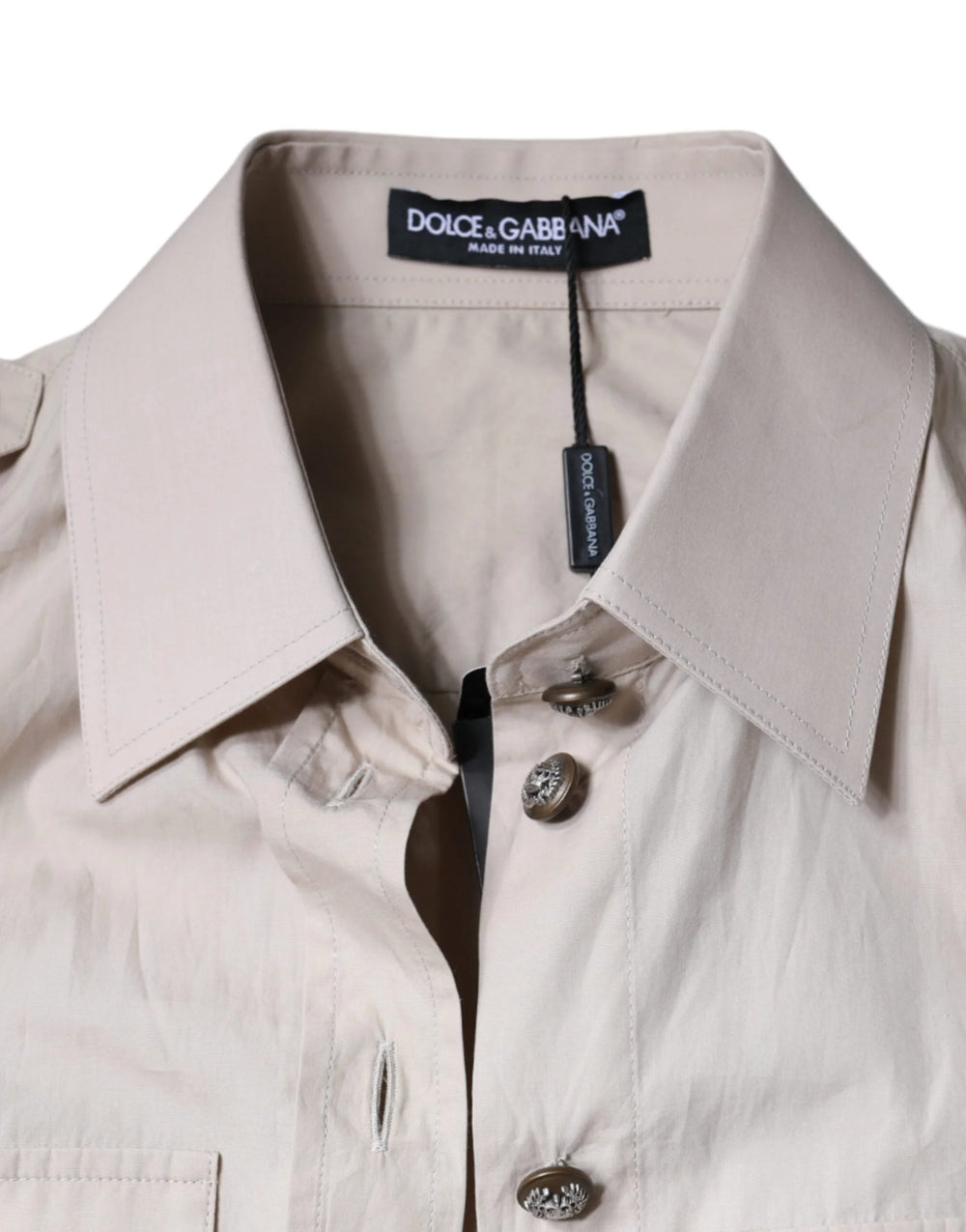 Dolce & Gabbana Beige Cotton Collared Button Down Shirt Top - Shirts