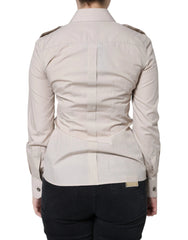 Dolce & Gabbana Beige Cotton Collared Button Down Shirt Top - Shirts