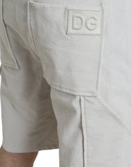 Dolce & Gabbana Beige Cotton Corduroy Logo Bermuda Shorts - IT48 | M - Bermudas