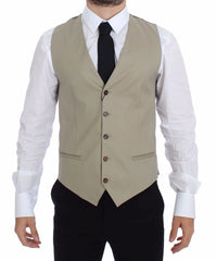 Dolce & Gabbana Beige Cotton Dress Vest Blazer Jacket - IT44 | XS - Vests