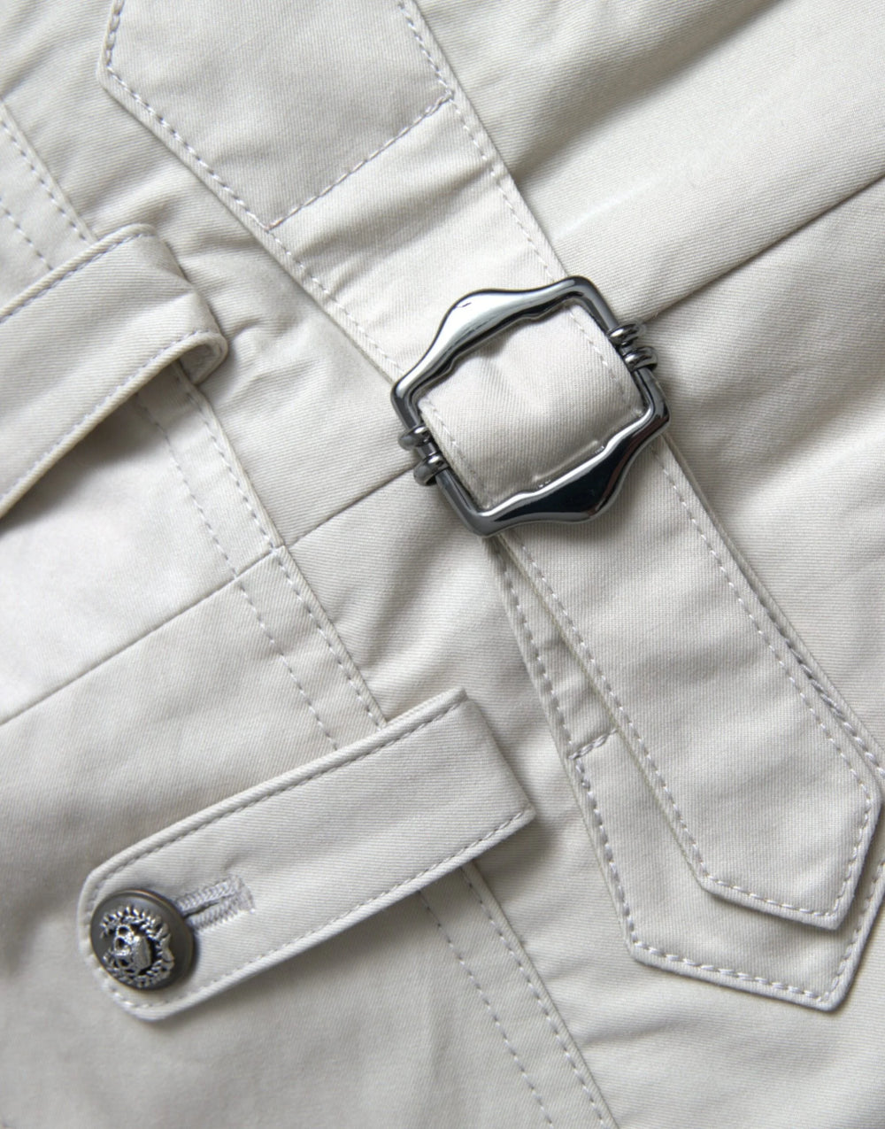 Dolce & Gabbana Beige Cotton High Waist Tapered Pants - Trousers