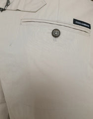 Dolce & Gabbana Beige Cotton High Waist Tapered Pants - Trousers