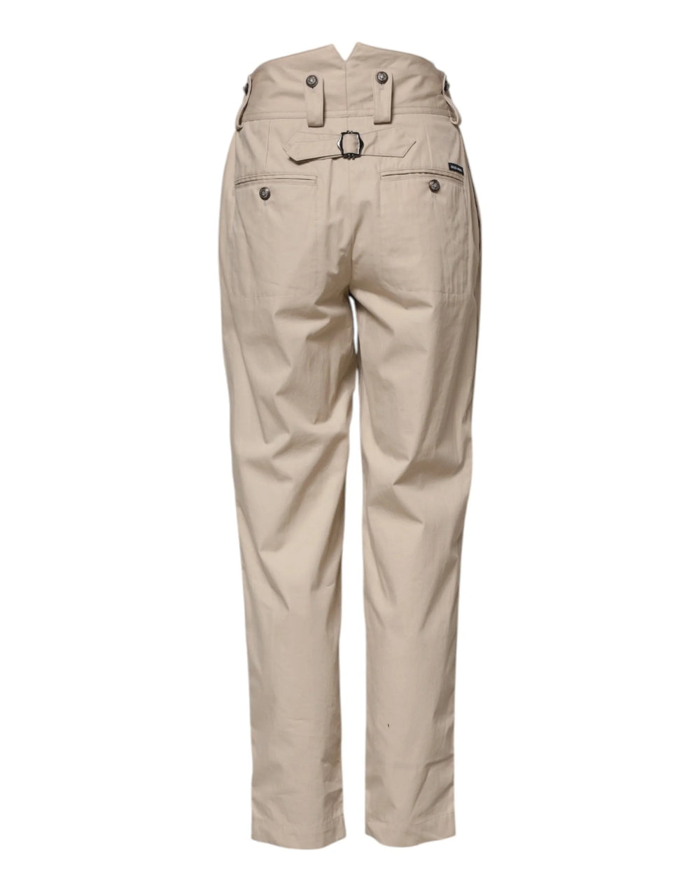 Dolce & Gabbana Beige Cotton High Waisted Pants - IT36|XXS - Trousers