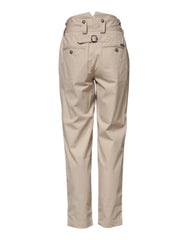 Dolce & Gabbana Beige Cotton High Waisted Pants - IT36|XXS - Trousers