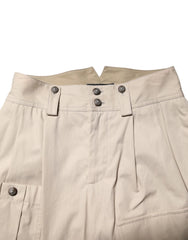 Dolce & Gabbana Beige Cotton High Waisted Pants - IT36|XXS - Trousers