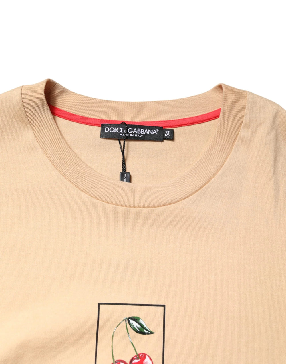 Dolce & Gabbana Beige Cotton Logo Print Crew Neck T-shirt - IT54 | XL - T-Shirts