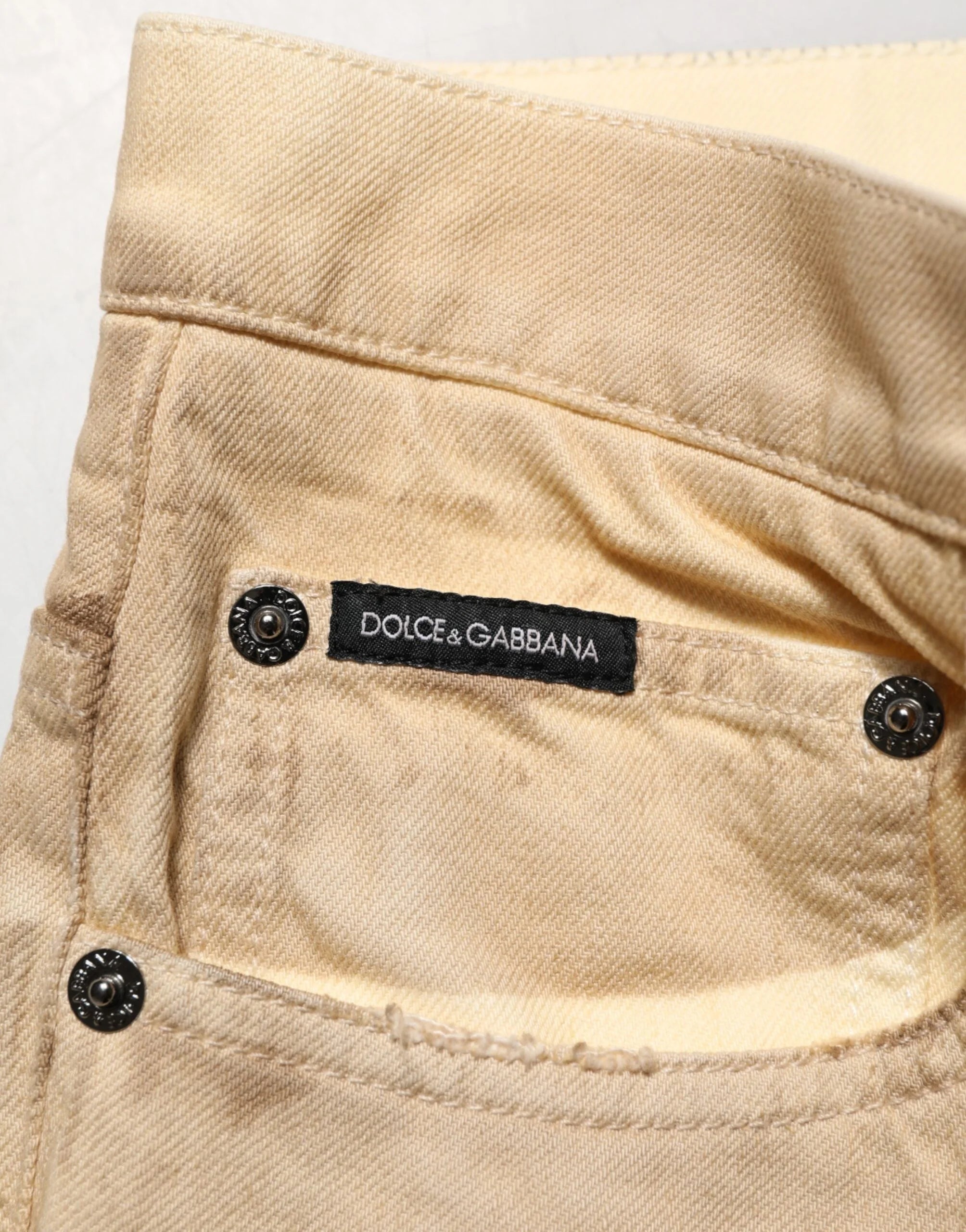 Dolce & Gabbana Beige Cotton Loose Tattered Men Denim Jeans - IT48 | M - Jeans