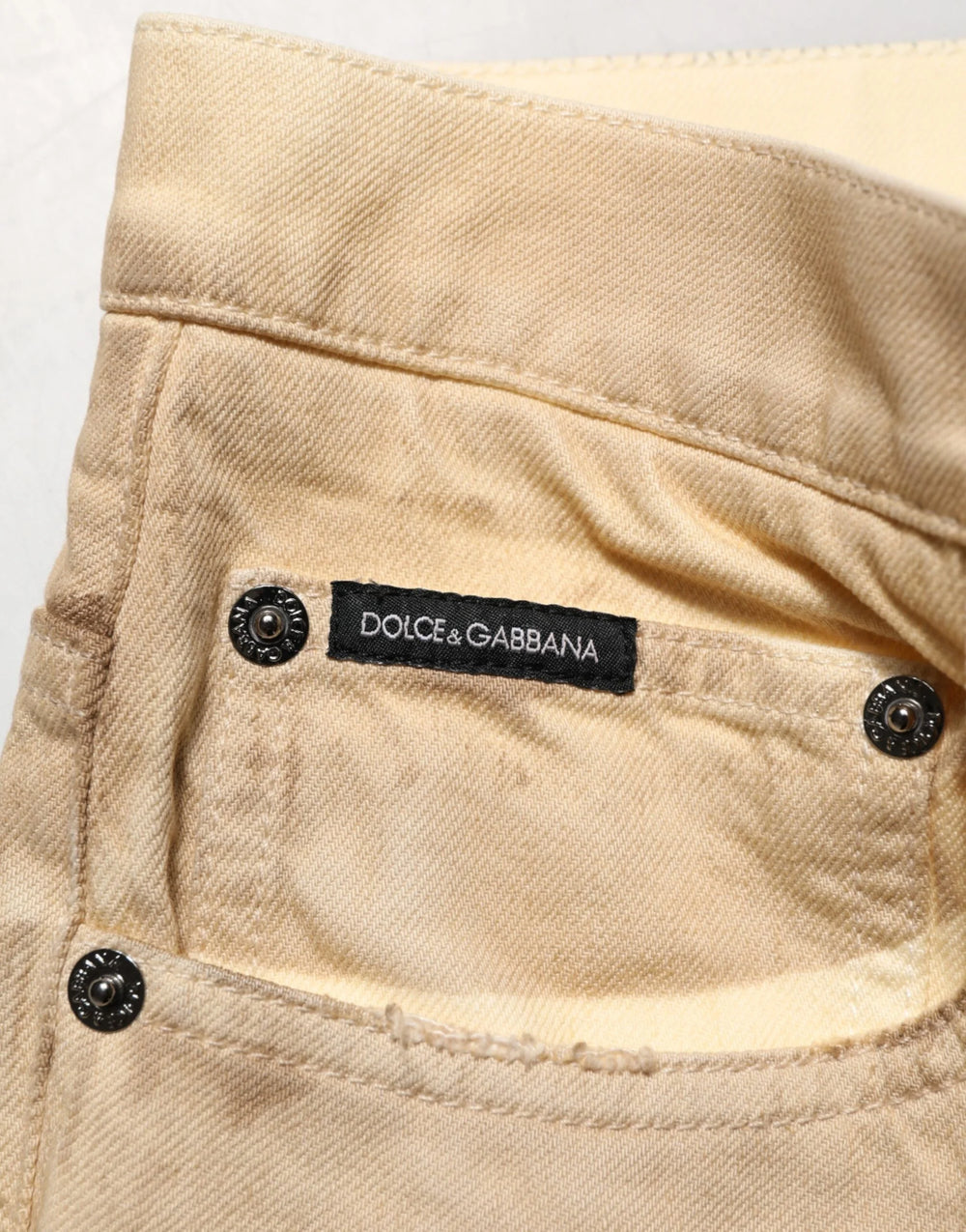 Dolce & Gabbana Beige Cotton Loose Tattered Men Denim Jeans - IT48 | M - Jeans