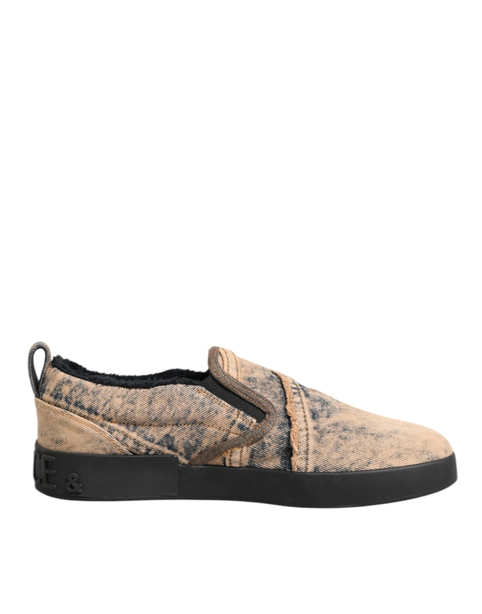 Dolce & Gabbana Beige Cotton Low Top Slip On Sneakers Shoes - EU44/US11