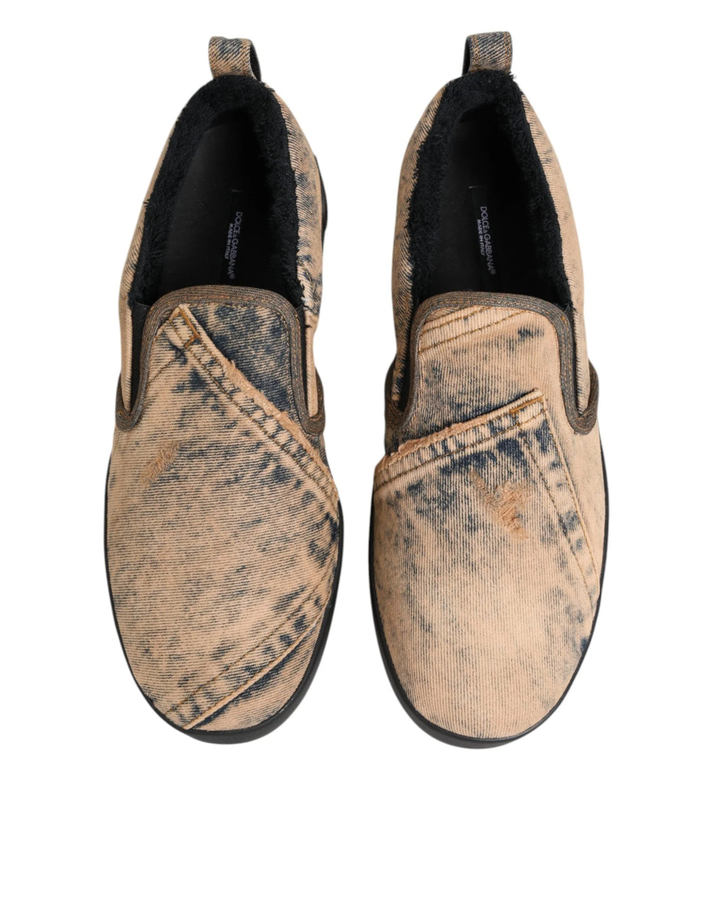 Dolce & Gabbana Beige Cotton Low Top Slip On Sneakers Shoes - EU44/US11