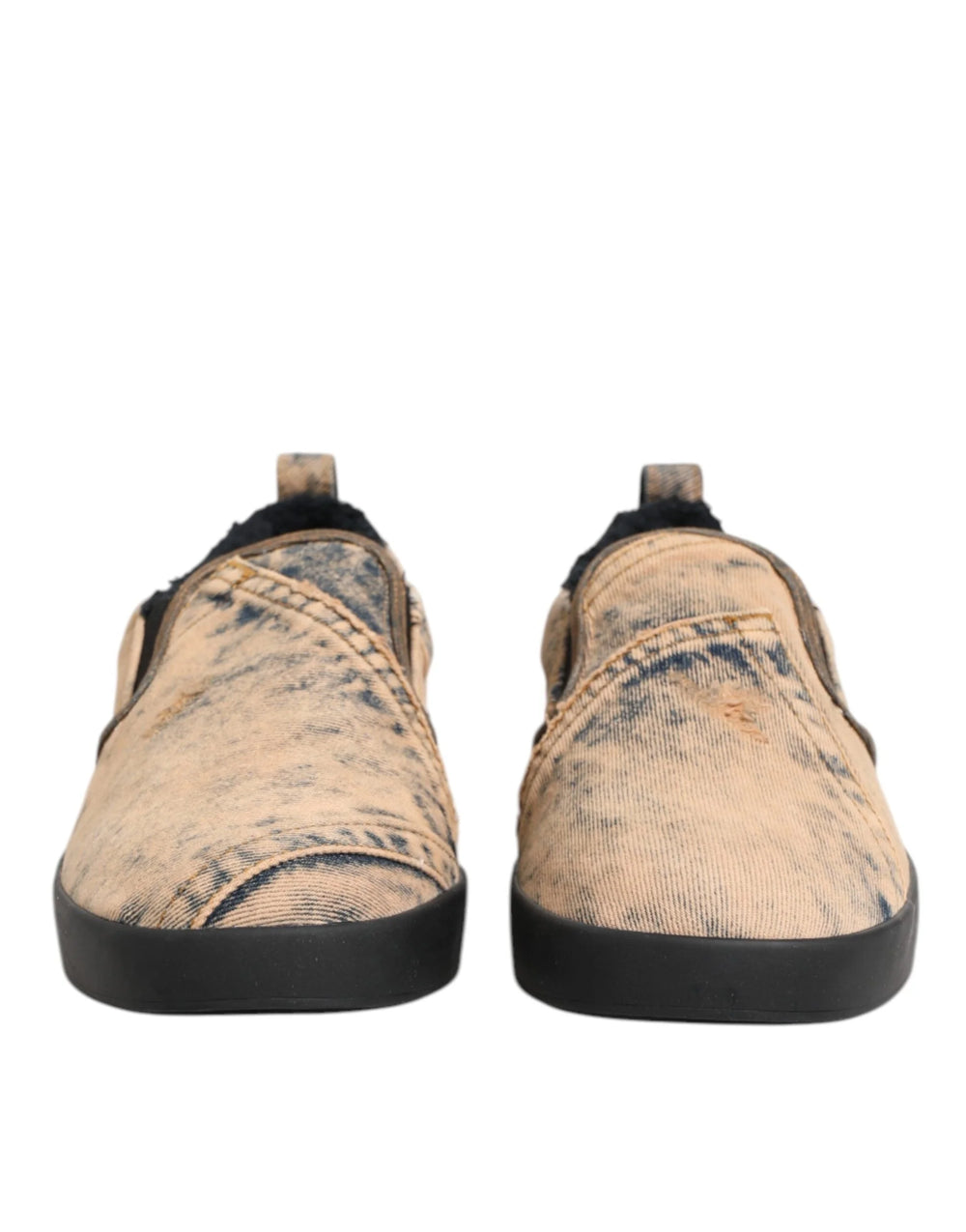 Dolce & Gabbana Beige Cotton Low Top Slip On Sneakers Shoes - EU44/US11 - Sneakers