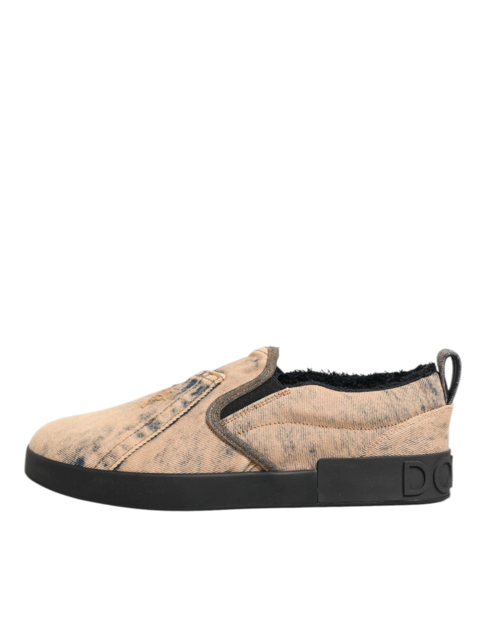 Dolce & Gabbana Beige Cotton Low Top Slip On Sneakers Shoes - EU44/US11