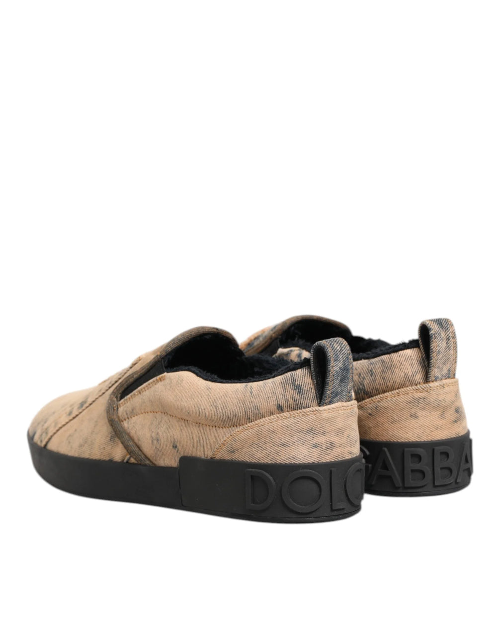Dolce & Gabbana Beige Cotton Low Top Slip On Sneakers Shoes - EU44/US11
