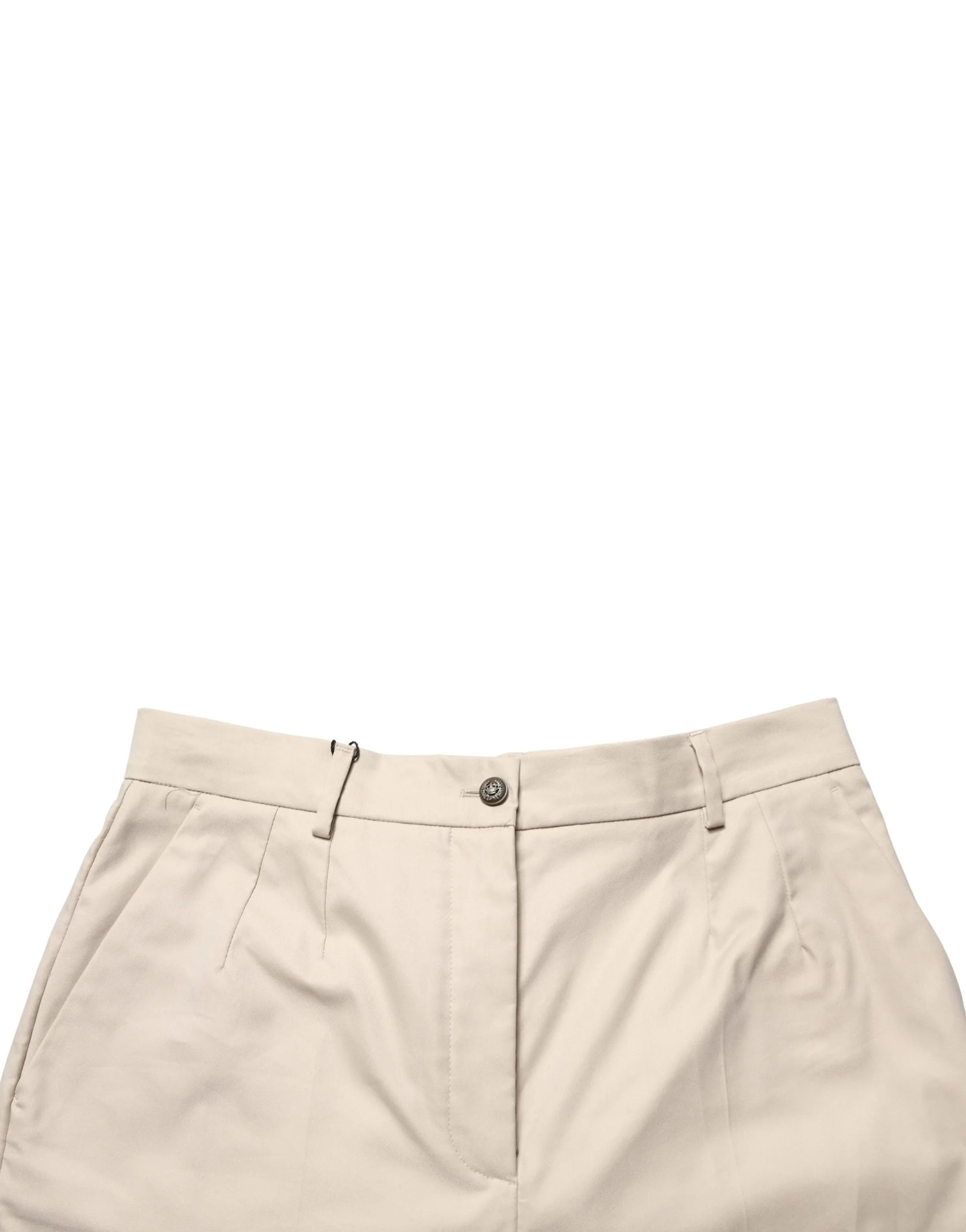 Dolce & Gabbana Beige Cotton Mid Waist Cropped Trouser Pants - IT44 | L