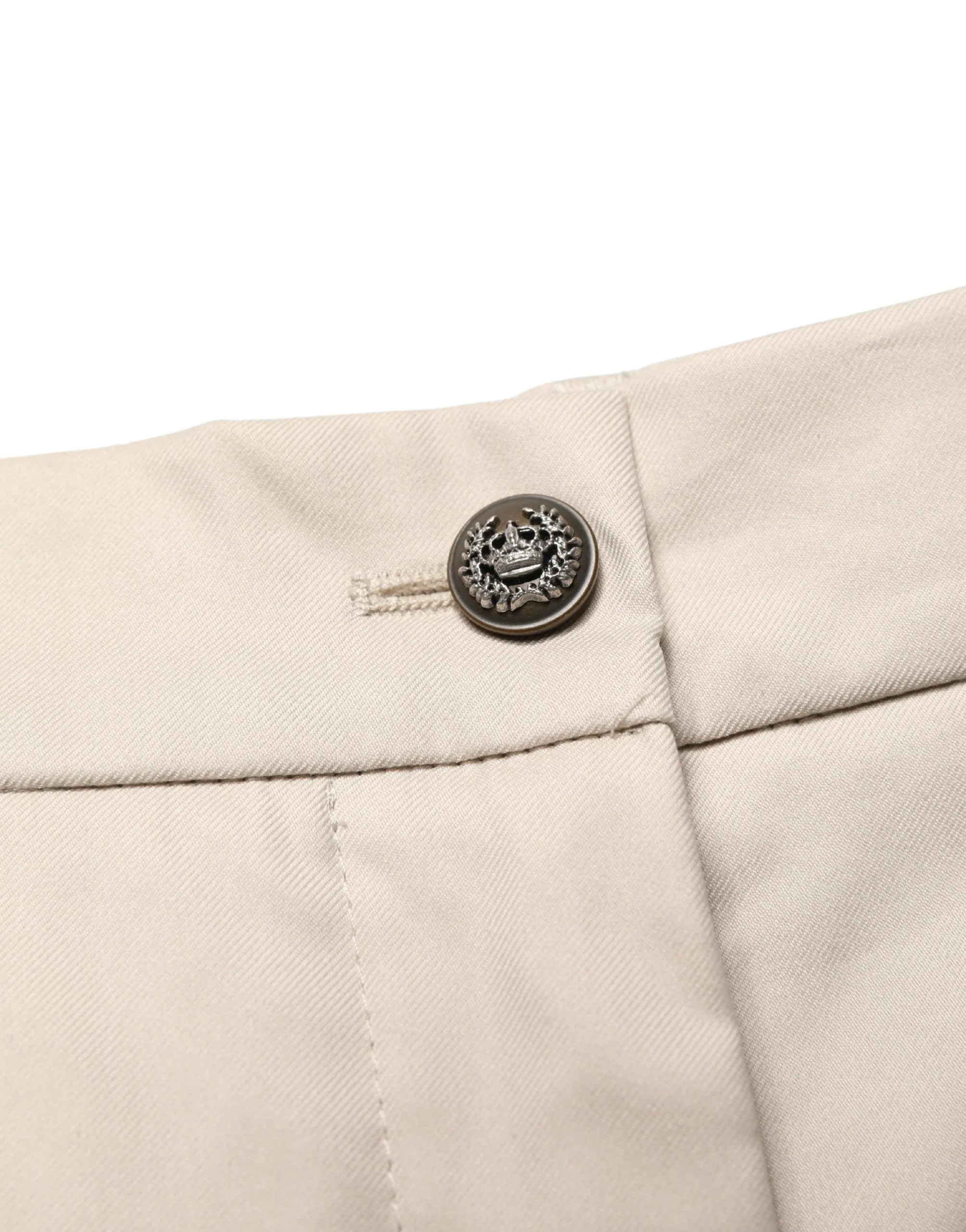 Dolce & Gabbana Beige Cotton Mid Waist Cropped Trouser Pants - IT44 | L