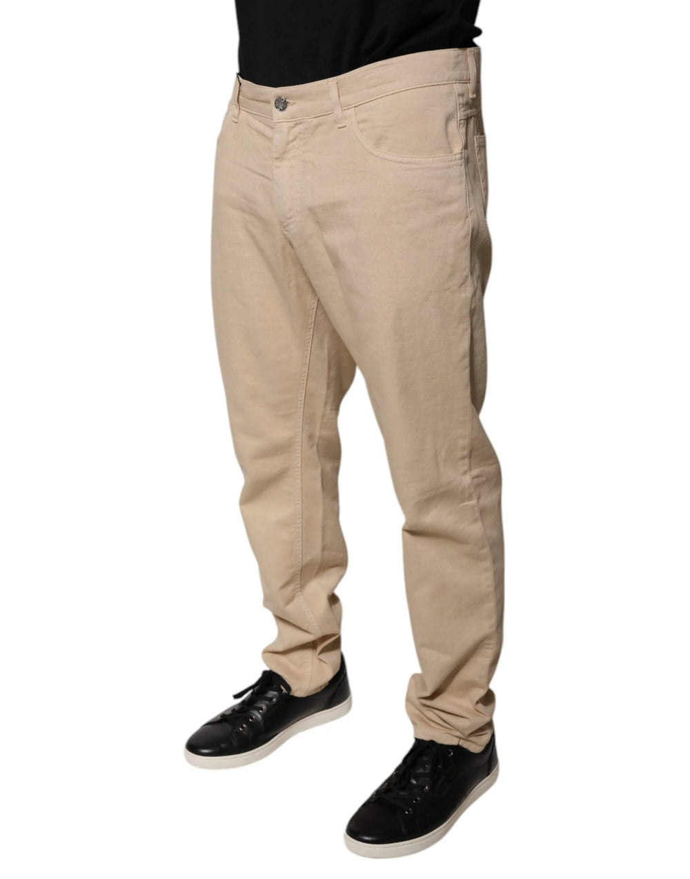 Dolce & Gabbana Beige Cotton Mid Waist Skinny Denim Jeans - IT52 | XL - Jeans