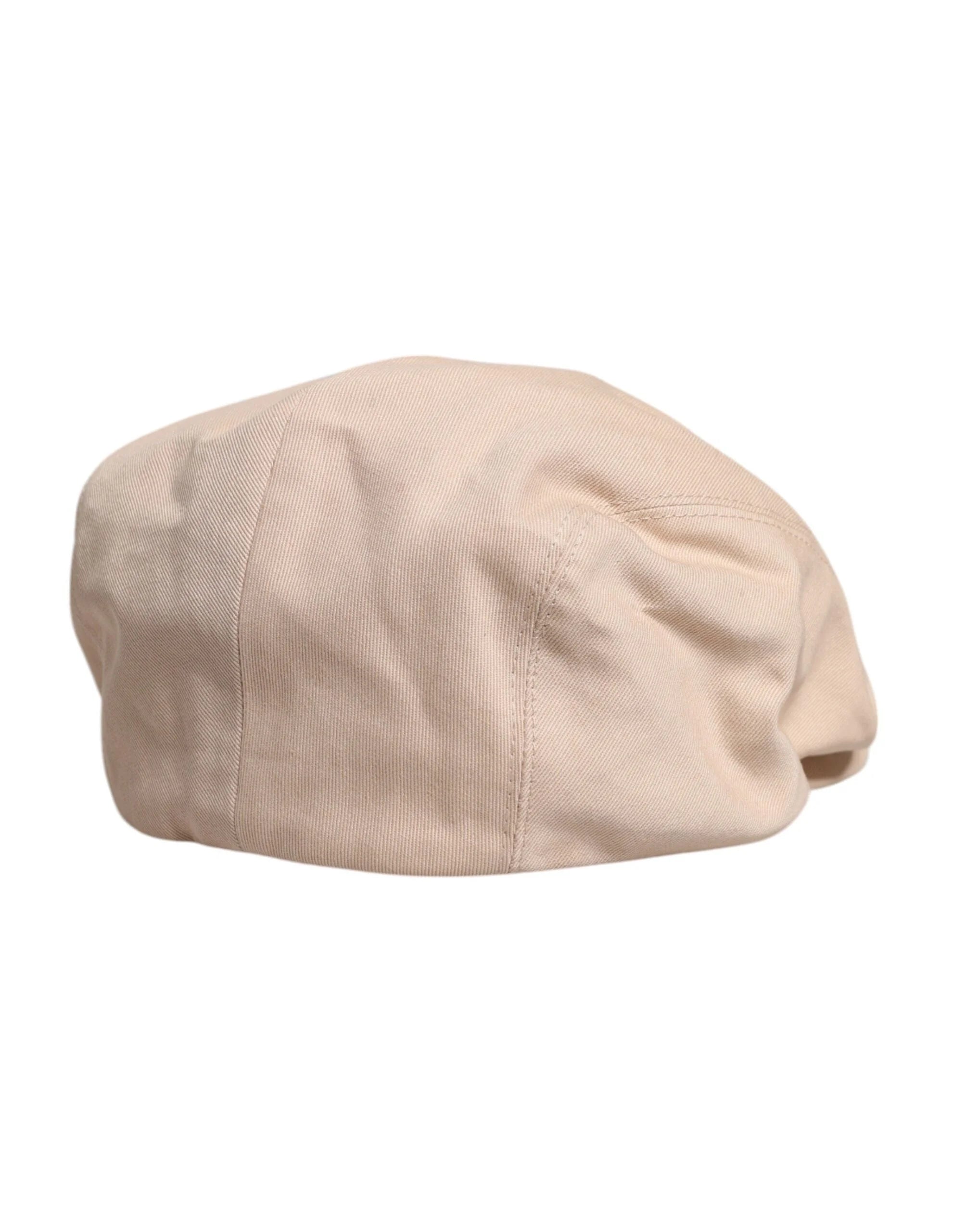Dolce & Gabbana Beige Cotton Newsboy Capello Cabbie Hat - 60 cm|XL - Flat Caps