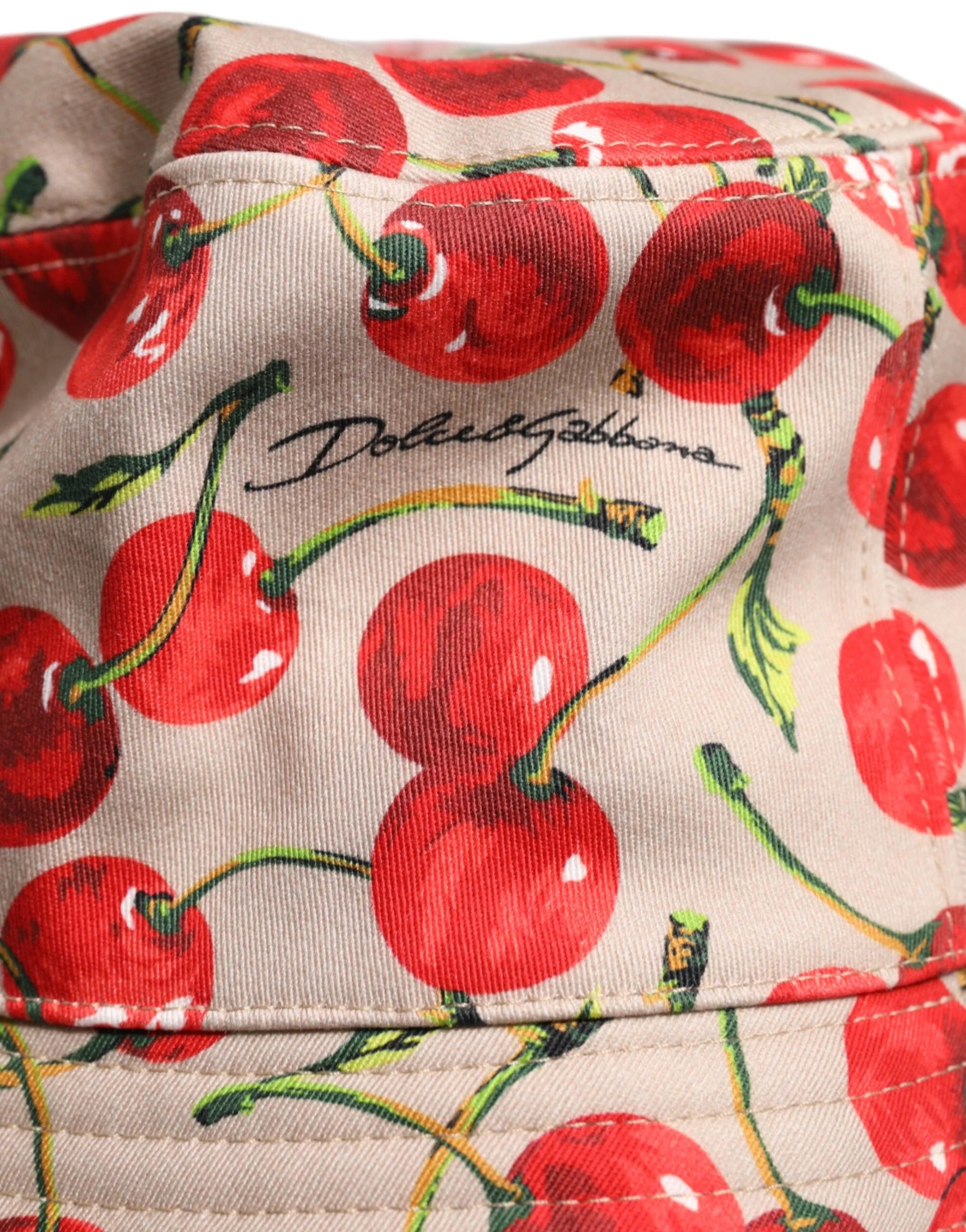 Dolce & Gabbana Beige Cotton Printed Wide Brim Bucket Hat - 59 cm|L