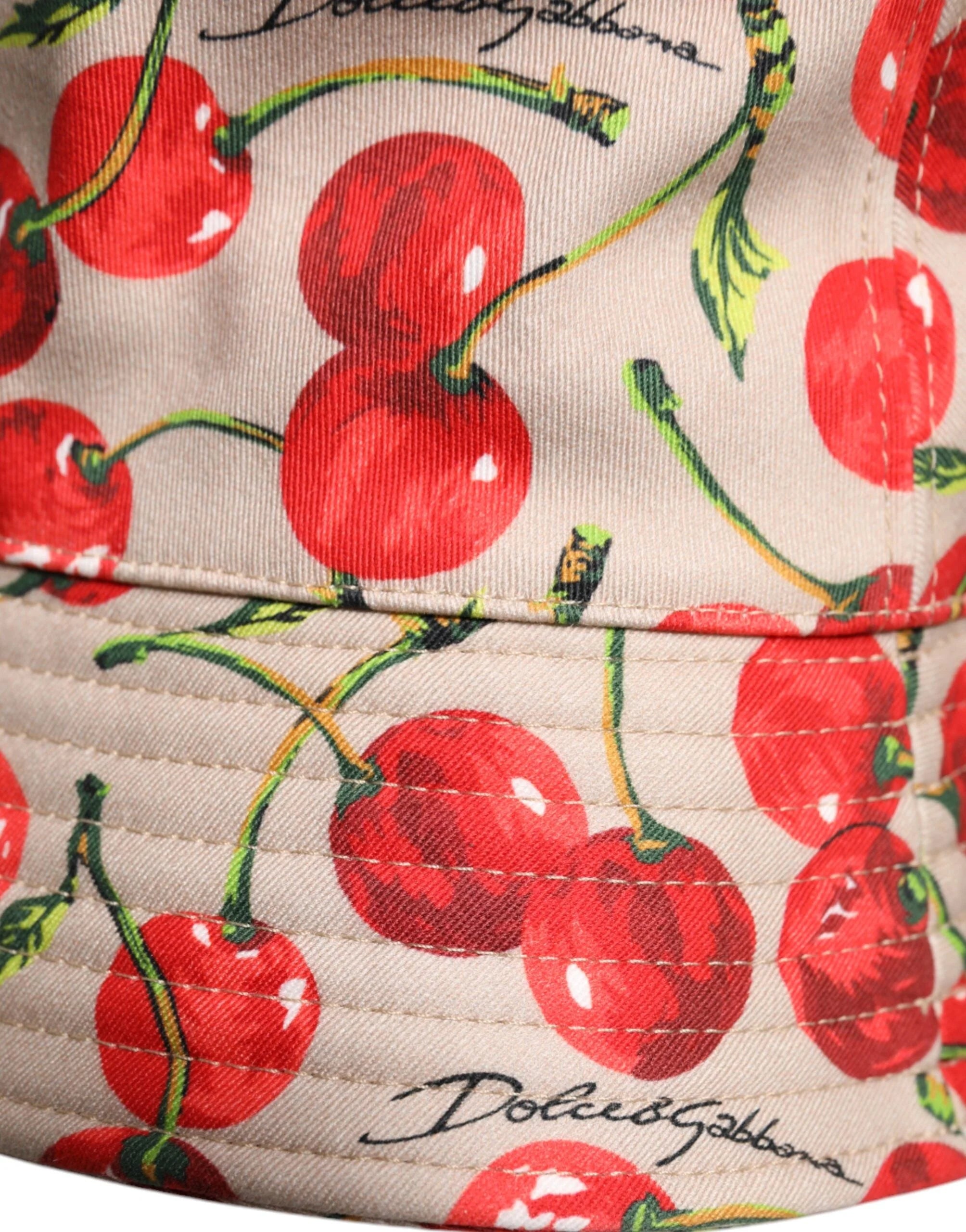 Dolce & Gabbana Beige Cotton Printed Wide Brim Bucket Hat - 59 cm|L - Bucket Hats