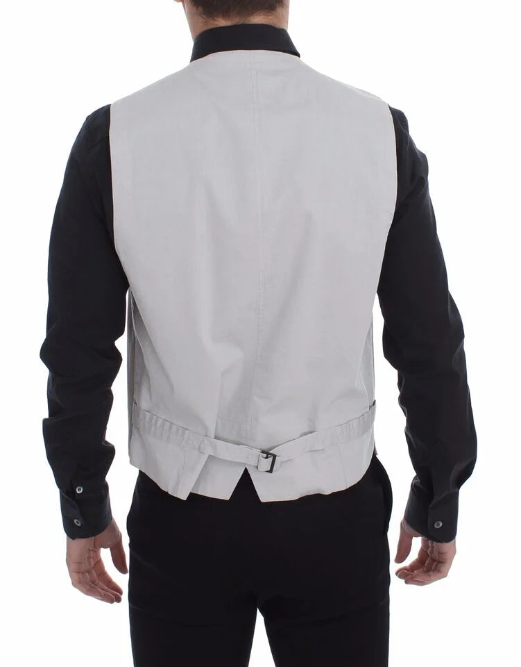 Dolce & Gabbana Beige Cotton Silk Blend Dress Vest Blazer - IT52 | XL - Vests