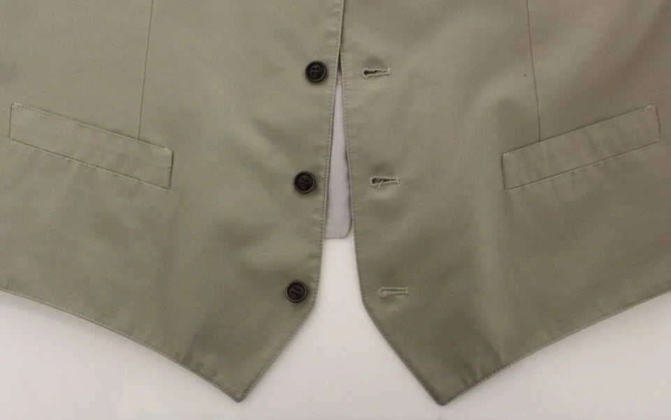 Dolce & Gabbana Beige Cotton Silk Blend Dress Vest Blazer - IT52 | XL - Vests