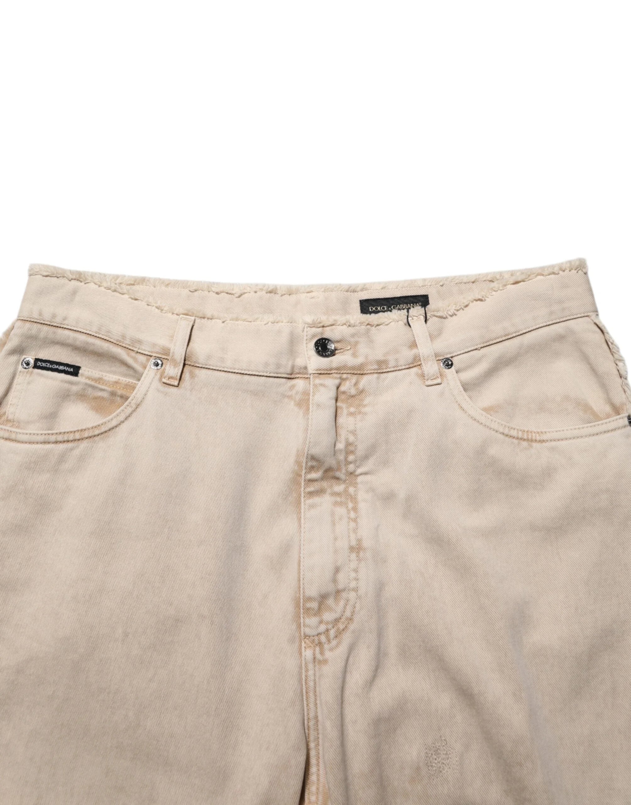 Dolce & Gabbana Beige Cotton Straight Denim Trouser Jeans - IT52 | XL - Jeans